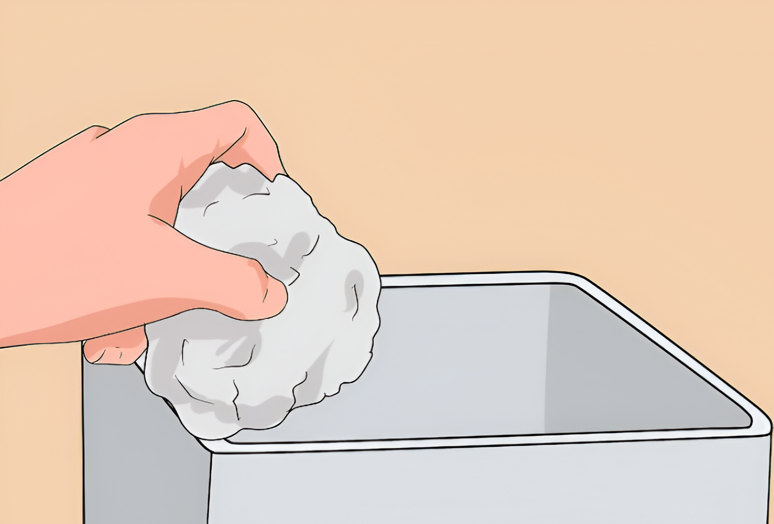 Vò và bỏ thêm giấy vào thùng bảo quản đá khô