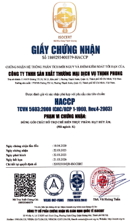 Chứng nhận chất lượng gói hút ẩm Clay 3gram tại Thịnh Phong