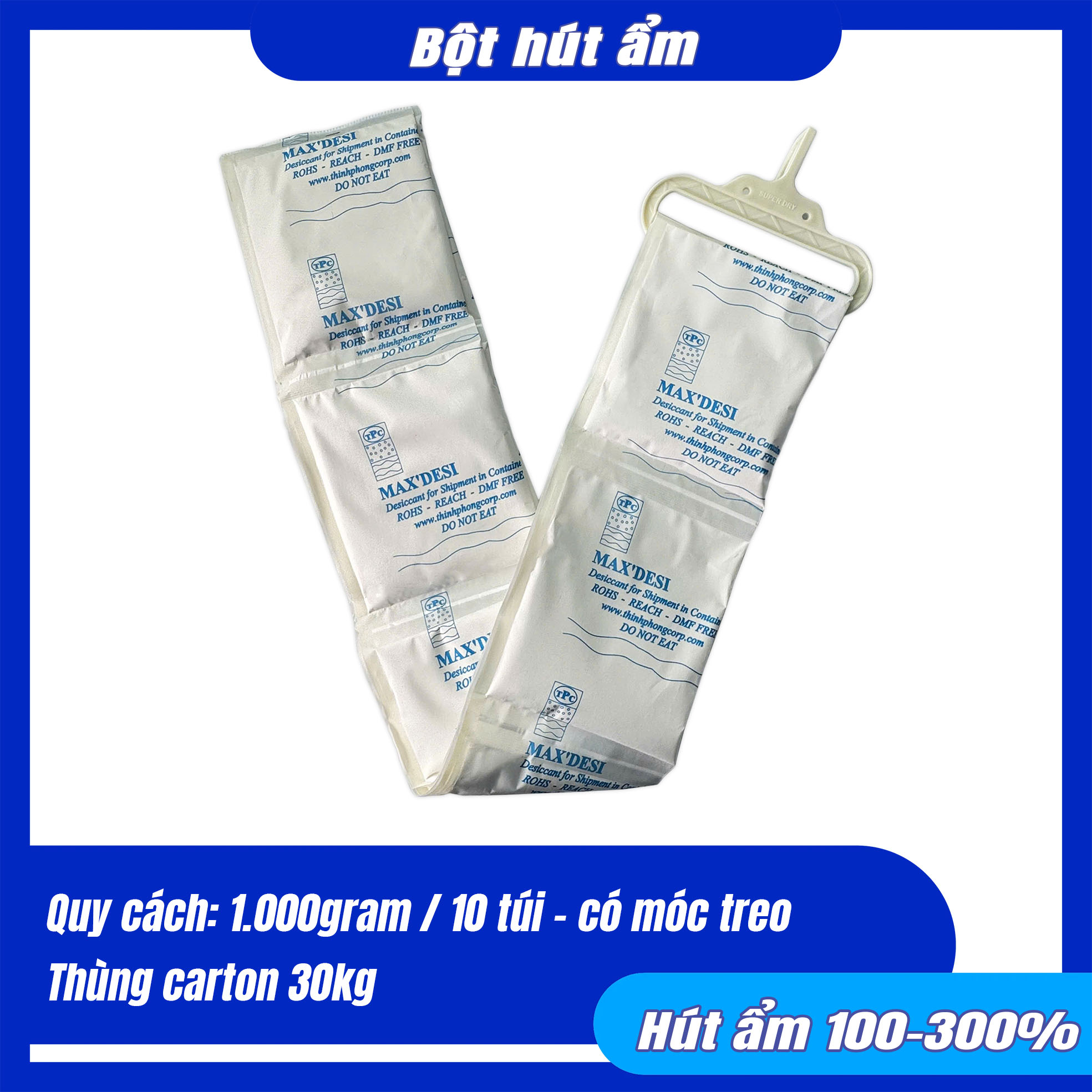 Dây Bột Hút Ẩm Max Desi 1Kg/10 túi 1 Dây Bột Hút Ẩm Max Desi 1Kg/10 túi
