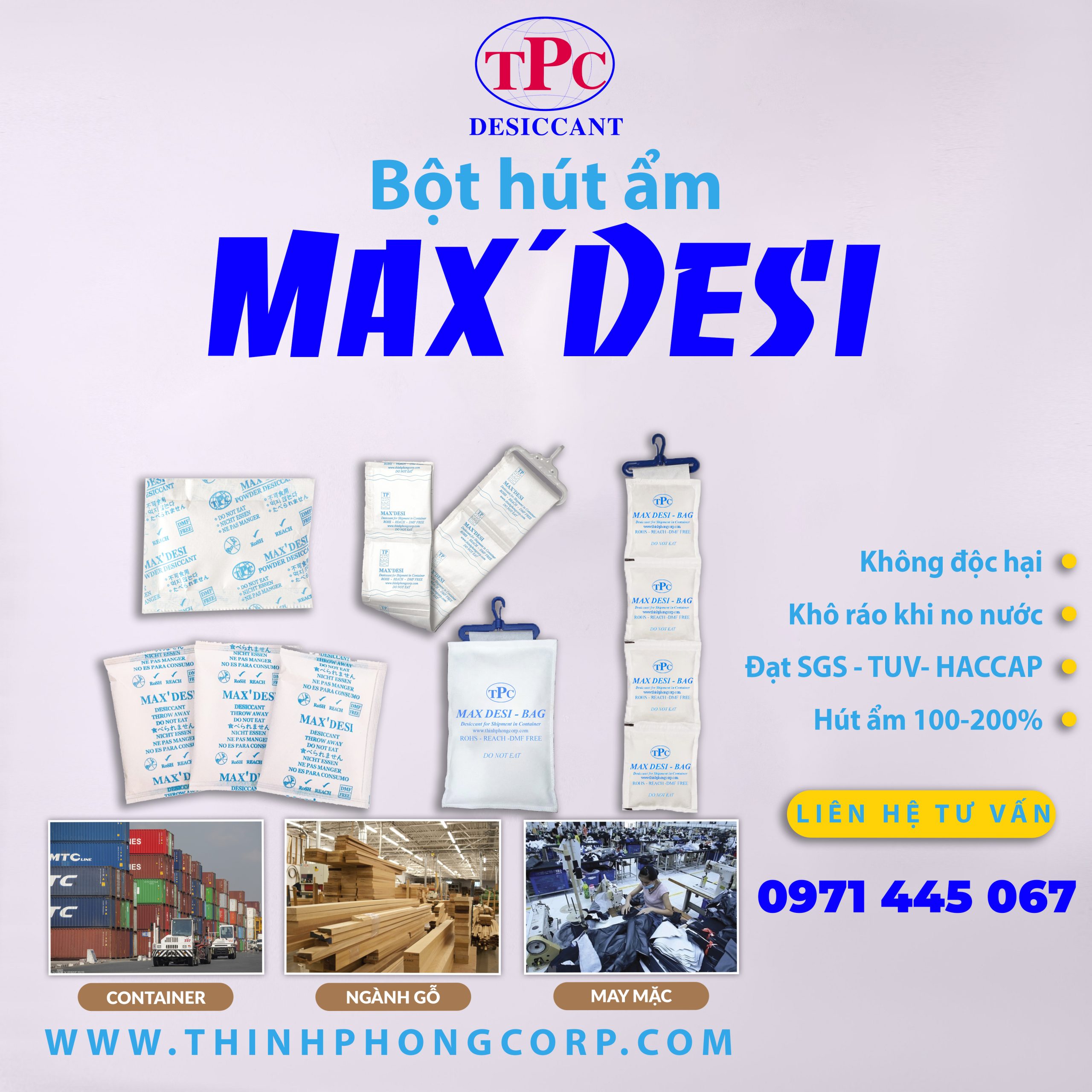 Bột Hút Ẩm Max Desi Gói 20gram - 25gram 12 Bột Hút Ẩm Max Desi 25g tại Thịnh Phong