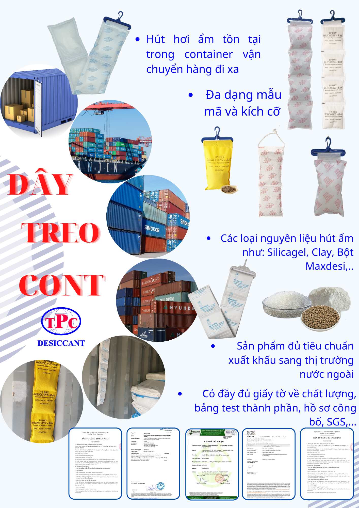 Gói Hút Ẩm Silica Gel 50gram ( nhiều loại) 21 Ứng dụng gói hút ẩm Silicagel trong vận chuyển container