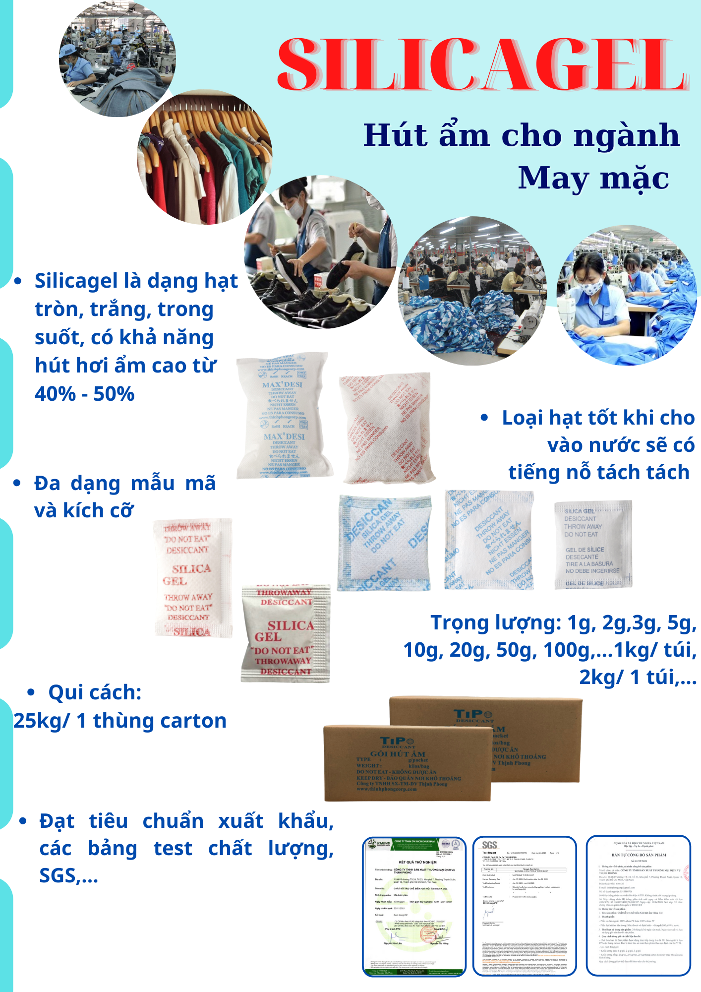 Gói Hút Ẩm Silica Gel 50gram ( nhiều loại) 19 Ứng dụng gói hút ẩm Silicagel trong các lĩnh vực sản xuất