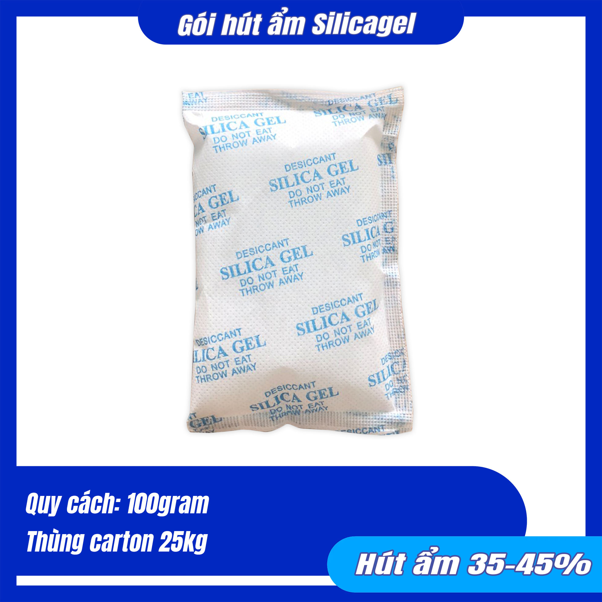 Gói Hút Ẩm Silica Gel 100gram ( nhiều Mẫu) 1 Gói hút ẩm Silicagel 100gram