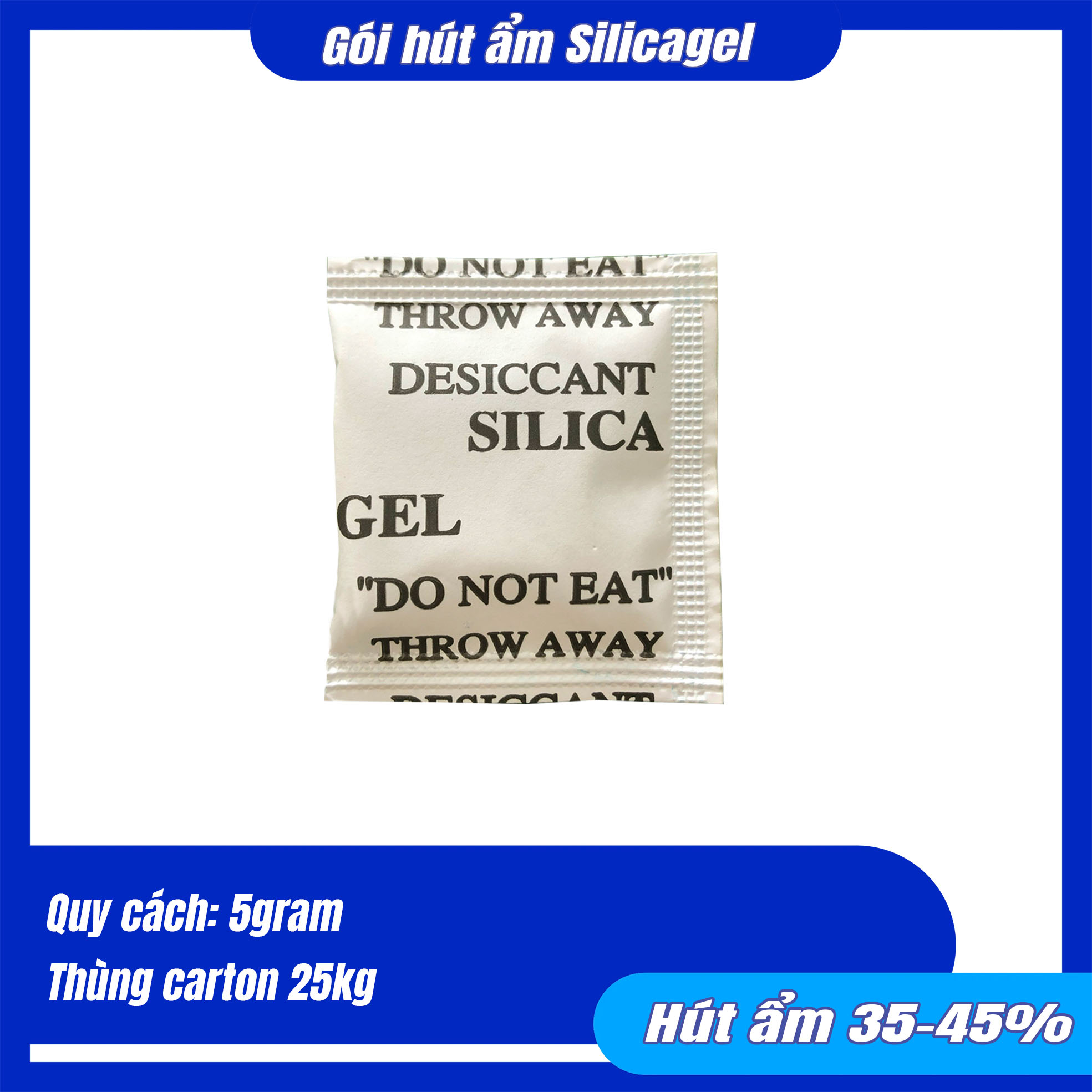 Gói Hút Ẩm Silica Gel 5gram (nhiều loại) 1 Gói hút ẩm Silicagel 5gram giấy đen