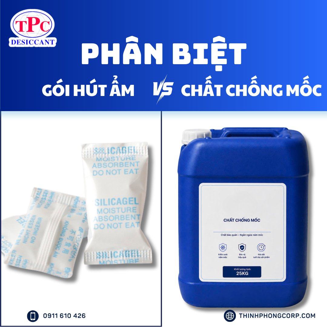 phân biệt gói hút ẩm với chất chống mốc