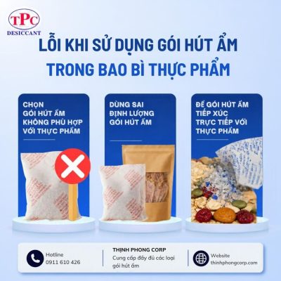 Lỗi khi sử dụng gói hút ẩm trong bao bì thực phẩm 2 Các lỗi khi sử dụng gói hút ẩm trong bao bì thực phẩm