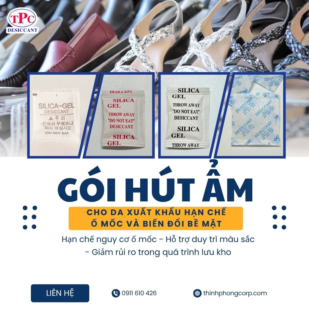 Gói hút ẩm cho da xuất khẩu hạn chế ố mốc và biến đổi bề mặt