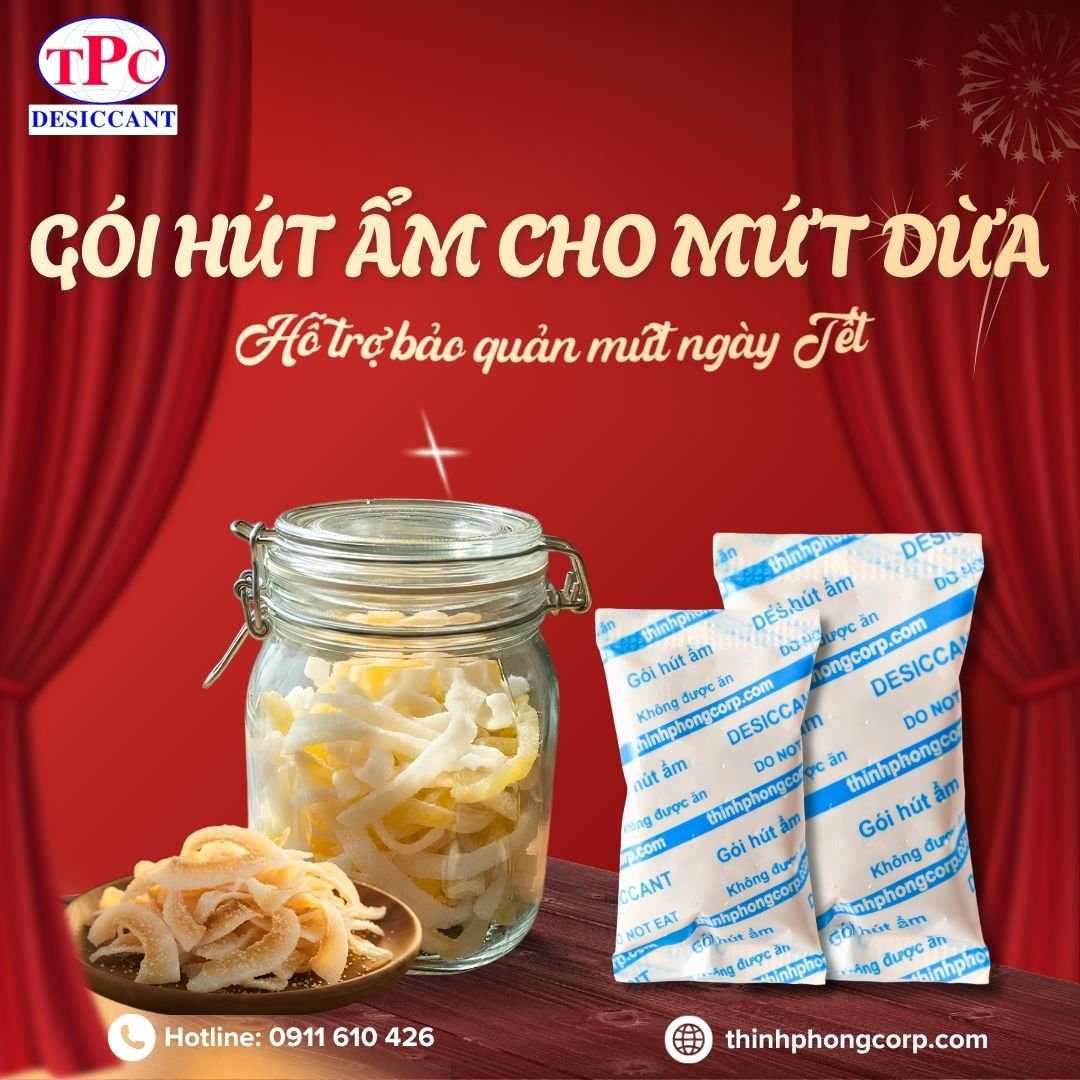 Gói hút ẩm cho mứt dừa