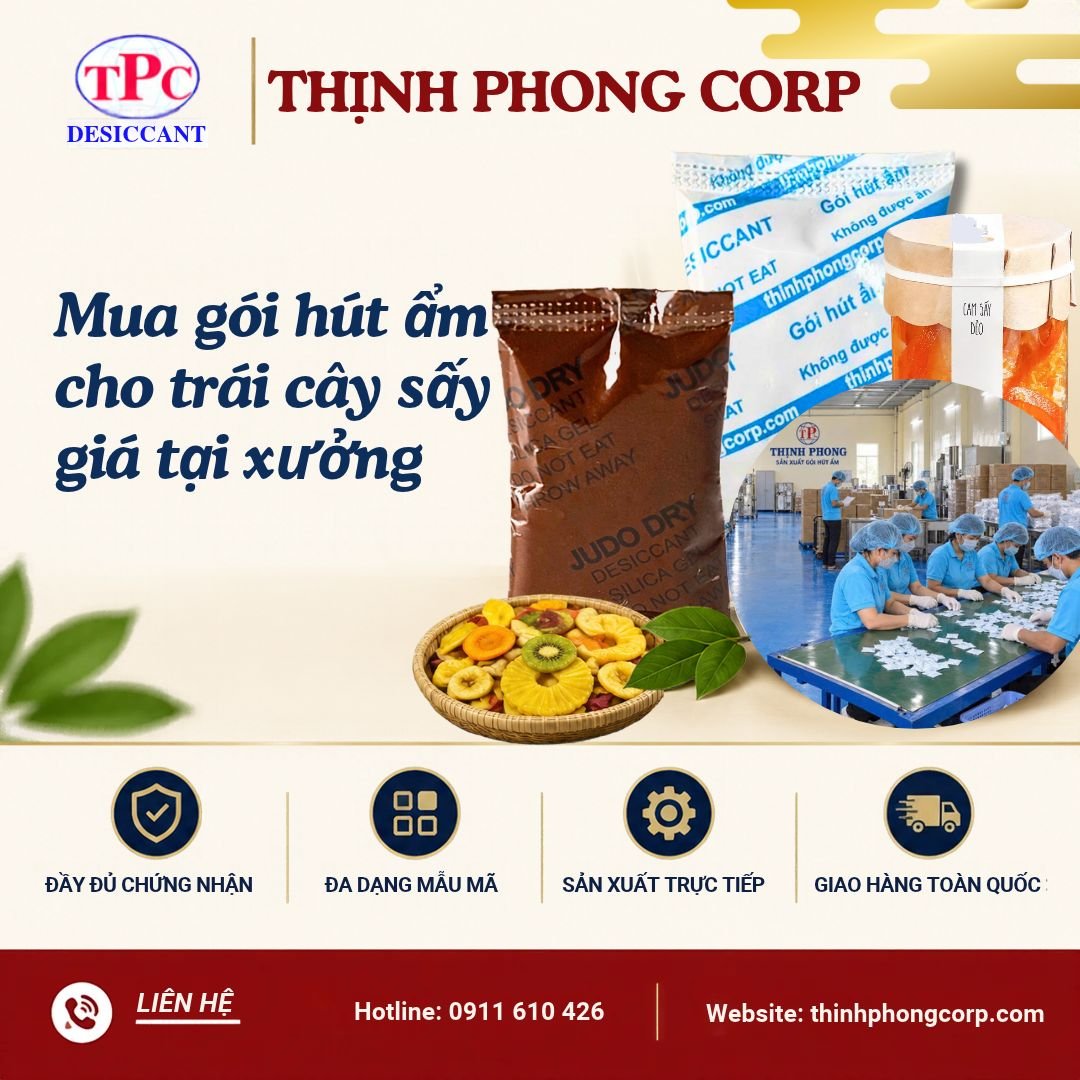 Mua gói hút ẩm cho trái cây sấy giá tại xưởng