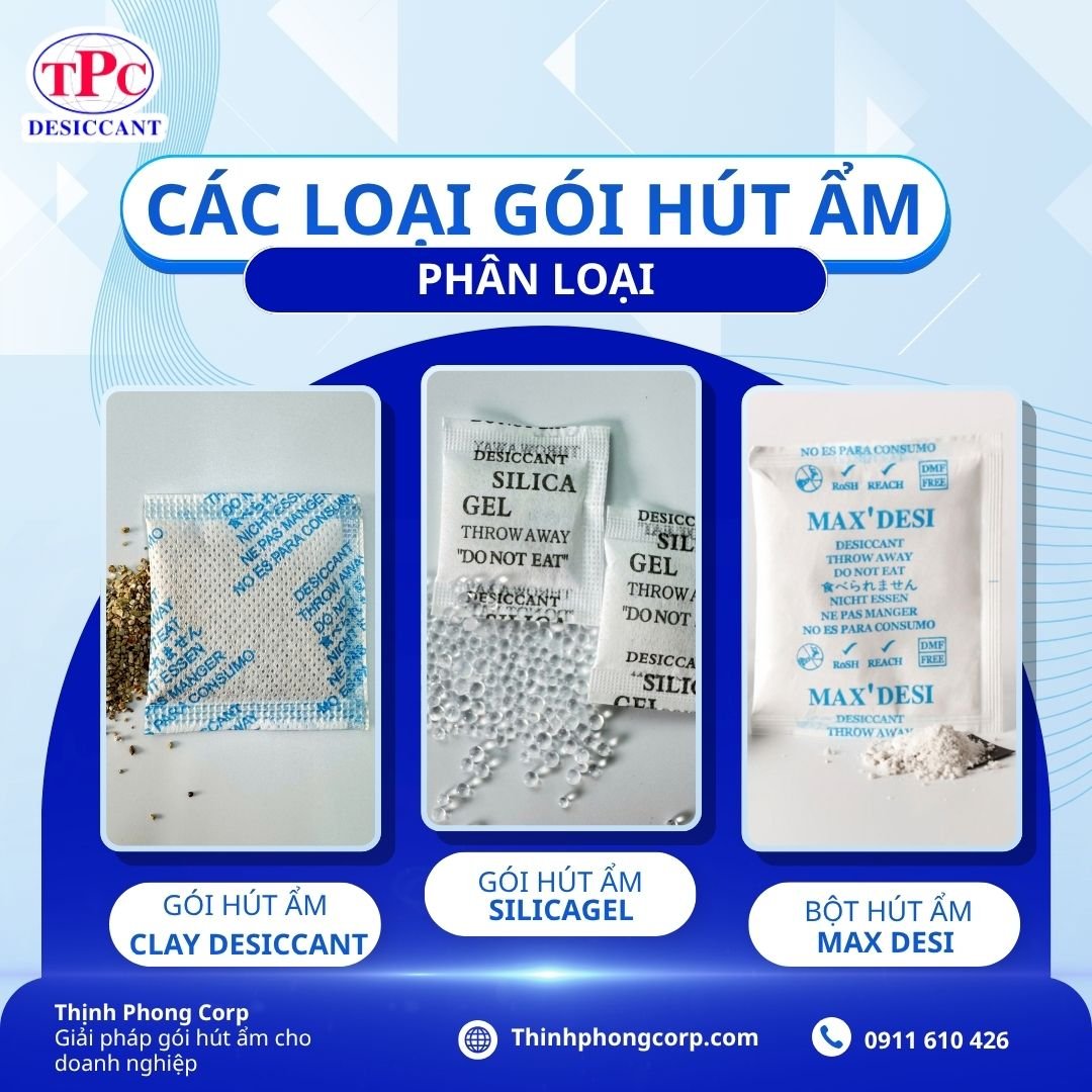 Phân loại các loại gói hút ẩm
